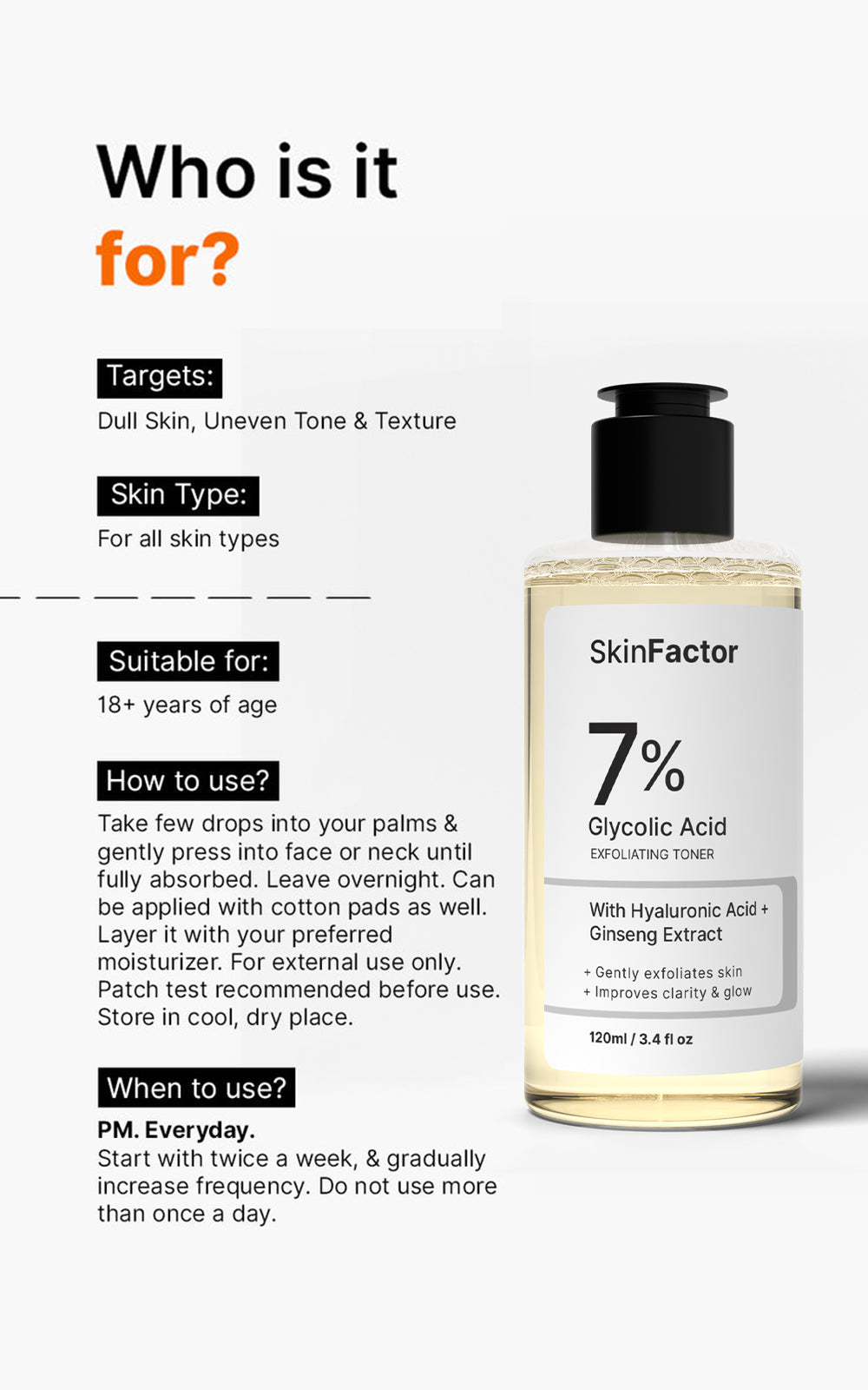 SkinFactor 7% Glycolic Acid Exfoliating Toner buy 1 get 1 free