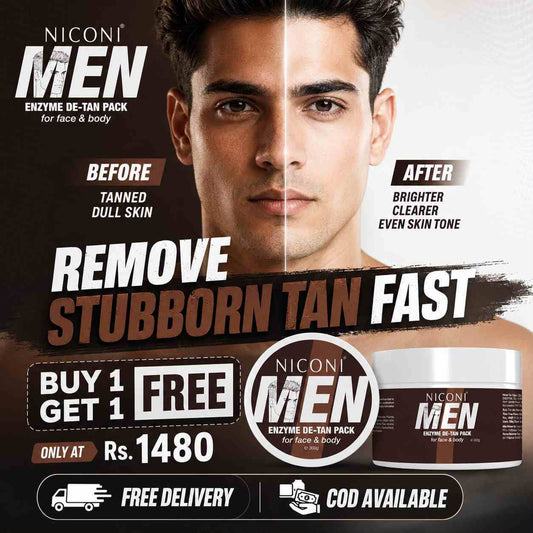 Niconi Men & Women Enzyme De-Tan Pack For Face & Body (BUY 1 GET 1 FREE )