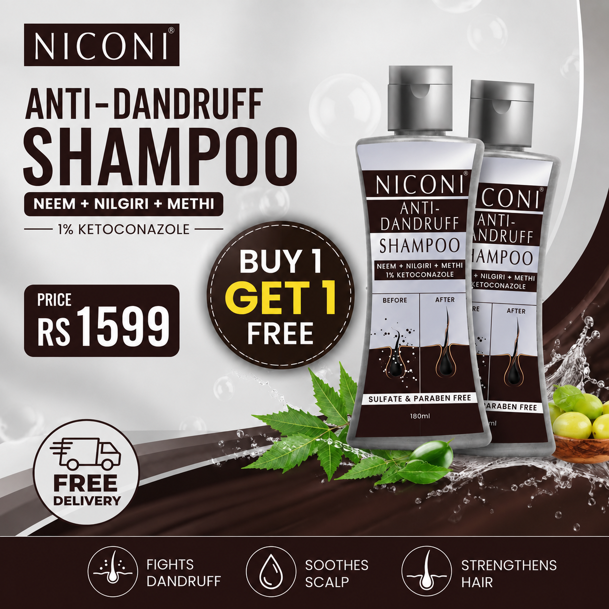 Niconi Anti-Dandruff Shampoo For Men And Women BUY 1 GET 1 FREE